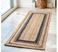 COSHANO Alfombra de Yute Natural Trenzado Rectangular Beige con Negro 100% Hecho a Mano Ideal Habitación, Salon, Sala de Estar, Dormitoro, Boho Chic Bohemio Etnica (60x110cm Beige/Negro)
