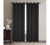 COSHANO Cortinas de Ventana Opacas 2 Piezas Modernas Anti Luz, Termicas Aislantes Frio y Calor para Salon, Habitacion, Dormitorio (140x260cm Negro)