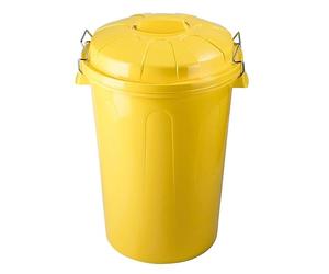 COSHANO Cubo de Basura con asa metálica 100L Litros Para exterior e interior almacenaje de agua - Fabricado en plástico Resistente. Ideal para el hogar, trabajo, hostelería, etc (Amarillo)