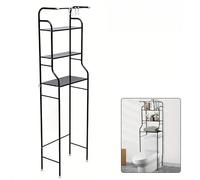 COSHANO Estantería sobre Inodoro WC Armario para Cuarto de Baño, vater, Colada Ahorra Espacio Estante Almacenamiento, Color Negro, 166x47x25cm