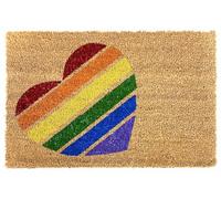 COSHANO Felpudo Alfombra 100% Fibra de Coco Natural con Reverso PVC Antideslizante para Exterior e Interior Media Luna 40x60cm Rectangular diseño Animal Print (Corazón Colores)