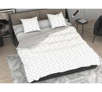 COSHANO Funda Nórdica Reversible para Cama 180-270x260 + 2 Fundas 60x60, 100% Microfibra Diseño de Triángulos sobre Fondo Gris o Blanco.