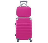 COSHANO Maleta de Cabina Trolley de Viaje con Neceser a Juego Equipaje de Mano 4 Ruedas 360º Maleta 55x35x20cm y Neceser 34x27x14cm. Comercial, Piloto, Medico. (Fucsia)