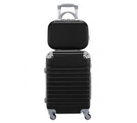 COSHANO Maleta de Cabina Trolley de Viaje con Neceser a Juego Equipaje de Mano 4 Ruedas 360º Maleta 55x35x20cm y Neceser 34x27x14cm. Comercial, Piloto, Medico. (Negro)