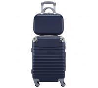 COSHANO Maleta de Cabina Trolley de Viaje con Neceser a Juego Equipaje de Mano 4 Ruedas 360º Maleta 55x35x20cm y Neceser 34x27x14cm. Comercial, Piloto, Medico. (Azul Marino)