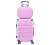 COSHANO Maleta de Cabina Trolley de Viaje con Neceser a Juego Equipaje de Mano 4 Ruedas 360º Maleta 55x35x20cm y Neceser 34x27x14cm. Comercial, Piloto, Medico. (Rosa)