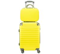 COSHANO Maleta de Cabina Trolley de Viaje con Neceser a Juego Equipaje de Mano 4 Ruedas 360º Maleta 55x35x20cm y Neceser 34x27x14cm. Comercial, Piloto, Medico. (Amarillo)