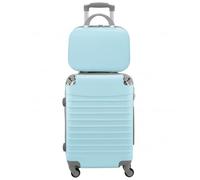 COSHANO Maleta de Cabina Trolley de Viaje con Neceser a Juego Equipaje de Mano 4 Ruedas 360º Maleta 55x35x20cm y Neceser 34x27x14cm. Comercial, Piloto, Medico. (Azul Celeste)