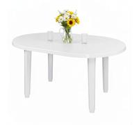 COSHANO Mesa de Jardín Oval Resol 130x90cm de Resina Auxiliar Exterior Desmontable Portátil, Camping, Terraza, Acampada, Playa, Blanco