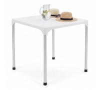 COSHANO Mesa de Jardín Resina y Aluminio 70x70x72cm Blanco