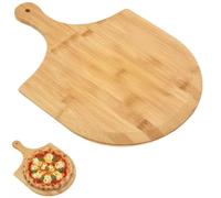 COSHANO Pala Tabla de servir y picar Pizza Madera de Bambú con asa y bordes biselados, espatula para sacar pizzas y pan del horno, práctico y profesional. 40x28cm.