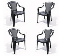 COSHANO Set de Sillas Plasticas para Terraza, Jardín, Patio, Playa, Camping, Exterior, Apilables (4X Gris Antracita)
