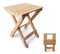 COSHANO Taburete de Madera Plegable para Sentarse, mesita Auxiliar, reposapiés, sin Tratar de jardín, balcón, terraza, Camping, Picnic, 43,5x34x32 cm portatil (1x Color Marron)