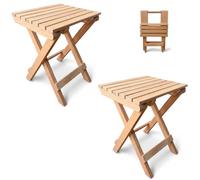 COSHANO Taburete de Madera Plegable para Sentarse, mesita Auxiliar, reposapiés, sin Tratar de jardín, balcón, terraza, Camping, Picnic, 43,5x34x32 cm portatil (2X Color Marron)