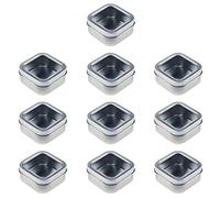 Coshar 10 cajas cuadradas de metal para organizar el almacenamiento, con tapas transparentes para caramelos, velas, bálsamos labiales y perfumes sólidos (plateado)