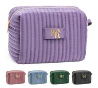 COSHAYSOO Bolsas de maquillaje con inicial para mujer con decoración de mariposas, Púrpura, R