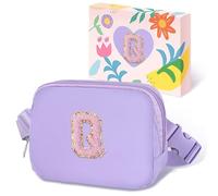 COSHAYSOO Riñonera de cintura pequeña con parche de letra inicial, correa ajustable para mujeres, adolescentes, niñas, viajes, gimnasio, senderismo, bolso cruzado de viaje cruzado a la moda, chenilla