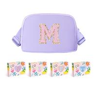 COSHAYSOO Riñonera de cintura pequeña con parche de letra inicial, correa ajustable para mujeres, adolescentes, niñas, correr, viajar, bolsa de viaje moderna, Lavanda, S, M