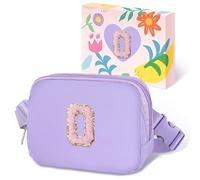 COSHAYSOO Riñonera de cintura pequeña con parche de letra inicial, correa ajustable para mujeres, adolescentes, niñas, viajes, gimnasio, senderismo, bolso cruzado de viaje cruzado a la moda, chenilla
