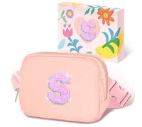 COSHAYSOO Riñonera de cintura pequeña con parche de letra inicial, correa ajustable para mujeres, adolescentes, niñas, viajes, gimnasio, senderismo, bolso cruzado de viaje cruzado a la moda, Rosado,