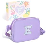 COSHAYSOO Riñonera de cintura pequeña con parche de letra inicial, correa ajustable para mujeres, adolescentes, niñas, correr, viajar, gimnasio, senderismo, mini bolso cruzado de viaje, bolsa cruzada