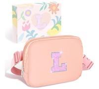 COSHAYSOO Riñonera de cintura pequeña con parche de letra inicial, correa ajustable para mujeres, adolescentes, niñas, viajes, gimnasio, senderismo, bolso cruzado de viaje cruzado a la moda, Rosado,