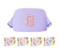 COSHAYSOO Riñonera de cintura pequeña con parche de letra inicial, correa ajustable para mujeres, adolescentes, niñas, correr, viajar, bolsa de viaje moderna, Lavanda, S, Q