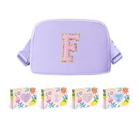 COSHAYSOO Riñonera de cintura pequeña con parche de letra inicial, correa ajustable para mujeres, adolescentes, niñas, correr, viajar, bolsa de viaje moderna, Lavanda, S, F
