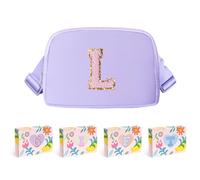 COSHAYSOO Riñonera de cintura pequeña con parche de letra inicial, correa ajustable para mujeres, adolescentes, niñas, correr, viajar, bolsa de viaje moderna, Lavanda, S, L