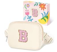 COSHAYSOO Riñonera de cintura pequeña con parche de letra inicial, correa ajustable para mujeres, adolescentes, niñas, correr, viajar, gimnasio, senderismo, mini bolso cruzado de viaje, bolsa cruzada