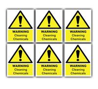 COSHH - Paquete de 6 pegatinas de vinilo para limpieza de productos químicos de limpieza, 110 mm x 90 mm, señales de seguridad para productos químicos de limpieza