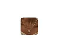 Coshilta Juego de collares en capas para mujer, delicado collar con colgante chapado en oro de 14 quilates/plata de ley, cadena larga de oro, collar apilado, regalo de joyería para mujer a la moda