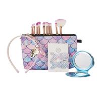 COSHINE Regalos de sirena para novia, 5 piezas de herramientas de maquillaje únicas, caja de regalo, brochas de maquillaje de sirena, bolsa de cosméticos, diadema, espejo y clip para el pelo para