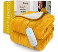 Cosi Home Manta Electrica Grande 180 x 130cm 10 Niveles de Calor, Forro Polar y Sherpa Lavables en Lavadora,Control Digital, Temporizador 10h - Manta Sofa.Mostaza