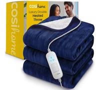 Cosi Home Manta Eléctrica Grande 200x150cm Tamaño Doble - Manta Termica, Forro Polar y Sherpa Lavables a máquina - Mando a Distancia Digital, Temporizador y 10 ajustes de Calor - Azul Marino