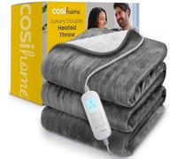 Cosi Home Manta Eléctrica Grande 200x150cm Tamaño Doble - Manta Termica, forro polar y sherpa lavables a máquina - Mando a distancia digital, temporizador y 10 ajustes de calor - Gris