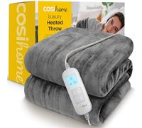 Cosi Home Manta Térmica Eléctrica, Extra Grande 180 x 130 cm 10 Niveles de Calor, Lavable en Lavadora, con Control Digital, Temporizador y Auto Apagado - Gris