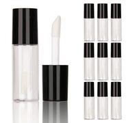 COSIDEA 10 tubos redondos vacíos de plástico negro de 3 ml, mini tubo de brillo de labios de tamaño de muestra, botella de embalaje de aceite de labios de 2.8 g