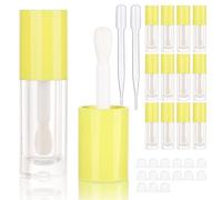 COSIDEA 14 tubos de brillo de labios de 6 ml de color amarillo vacío, tubos de brillo de labios redondos gruesos al por mayor con cepillo grande grueso