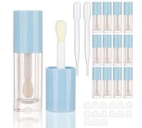 COSIDEA 14 tubos de brillo de labios de 6 ml de color azul vacío, tubos de brillo de labios, redondos, gruesos, contenedores al por mayor con cepillo grueso y grande