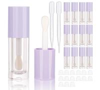 COSIDEA 14 tubos de brillo de labios gruesos vacíos de 6 ml para brillo de labios, tubos redondos de color rosa con varita gruesa (morado)