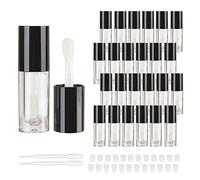 COSIDEA 14 tubos de brillo de labios gruesos vacíos de 6 ml para brillo de labios, tubos redondos de color rosa con varita gruesa, Negro -