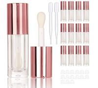 COSIDEA 14 tubos de brillo de labios gruesos vacíos de 6 ml para brillo de labios, tubos redondos de color rosa con varita gruesa, Oro Rosa, 4-4.5 Years 3X-Narrow Little Kid, Tubo