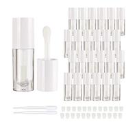 COSIDEA 14 tubos de brillo de labios gruesos vacíos de 6 ml para brillo de labios, tubos redondos de color rosa con varita gruesa, Blanco