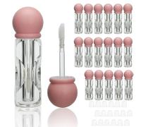COSIDEA 18 tubos vacíos de brillo de labios rosa de 3,5 ml con varita transparente para cepillo de pies, recipiente de tubo de brillo de labios para aceite de labios