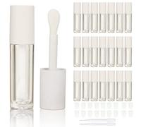 COSIDEA 24 tubos vacíos de brillo de labios con tapón de 5 ml, White Cap, clear bottle,