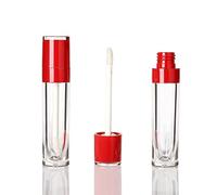 COSIDEA 25 Uds Recargables Rojo Vacío 6ml Lip Gloss Tubos con Varita,Tubo Redondo Lipgloss Contenedores,Brillo De Labios Hacer Kit Contenedor Bulk Venta Al Por Mayor