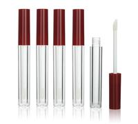 COSIDEA 5 tubos redondos vacíos de 1,5 ml delgados de color rojo oscuro con varita mini recipientes de tubo de brillo de labios de tamaño pequeño