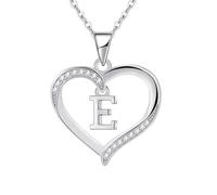 Cosie Lily Collar Mujer, Plata de Ley 925 Corazón con iniciales Necklace Joya Regalo, Cumpleaños San Valentín Navidad Aniversarios Dia De La Madre, Regalos Mamá Esposas Hermanas E
