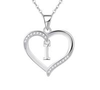 Cosie Lily Collar Mujer, Plata de Ley 925 Corazón con iniciales Necklace Joya Regalo, Cumpleaños San Valentín Navidad Aniversarios Dia De La Madre, Regalos Mamá Esposas Hermanas I